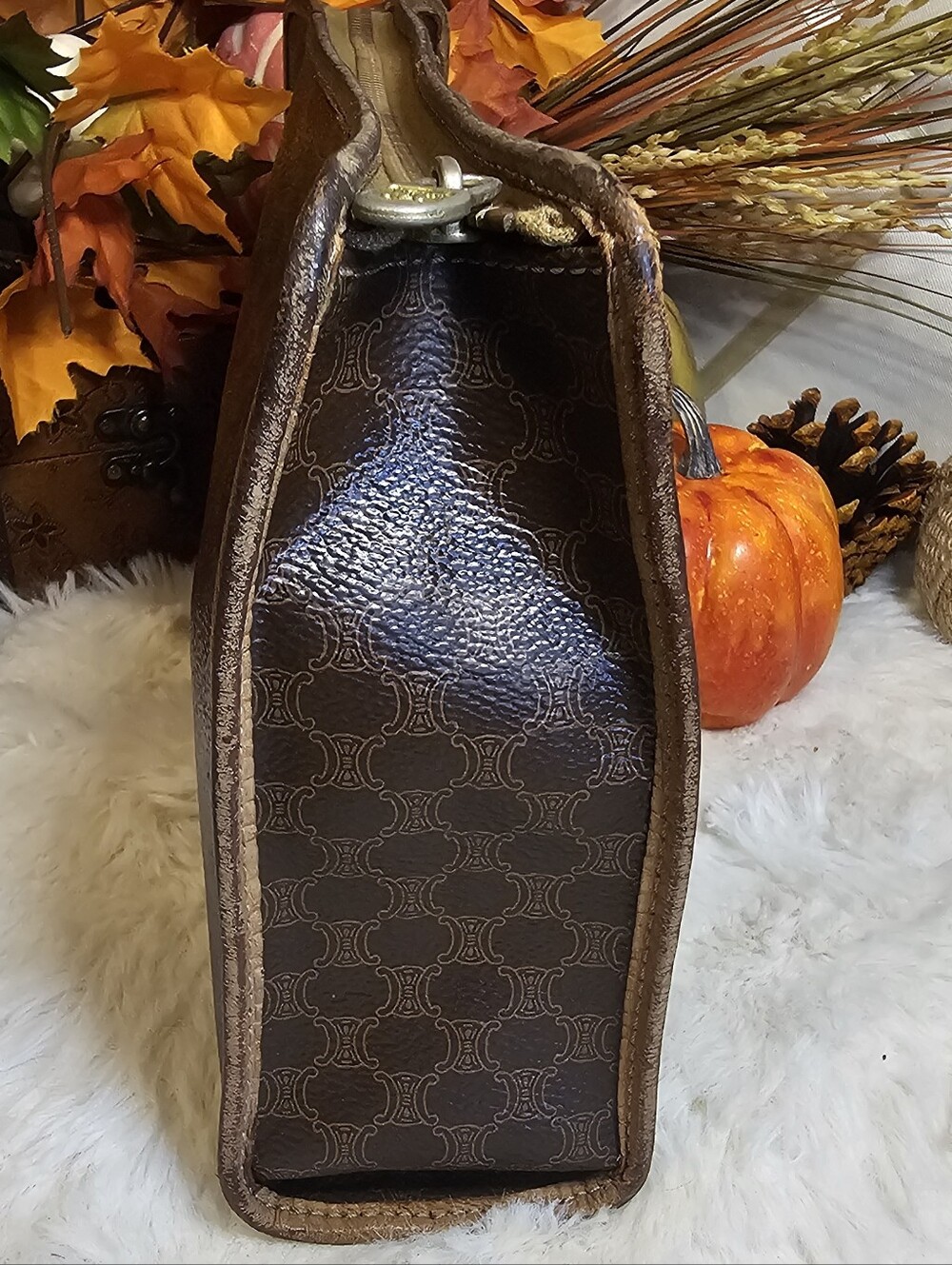 Celine Brown Monogram Canvas Clutch with Gold Hardware - Picture 4 of 14